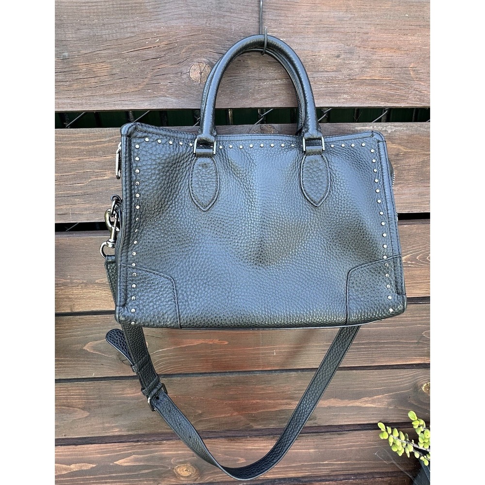 Rebecca Minkoff Black Pebbled Leather Satchel with Stud Detail